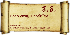 Baranszky Benáta névjegykártya
